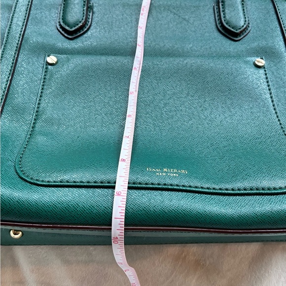 Isaac Mizrahi Green Leather Tote Bag – Structured Satchel Purse - Picture 9 of 12